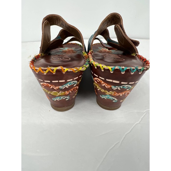 Corkys Elite tooled  adjustable strap heeled sandals size 8 - Picture 4 of 4